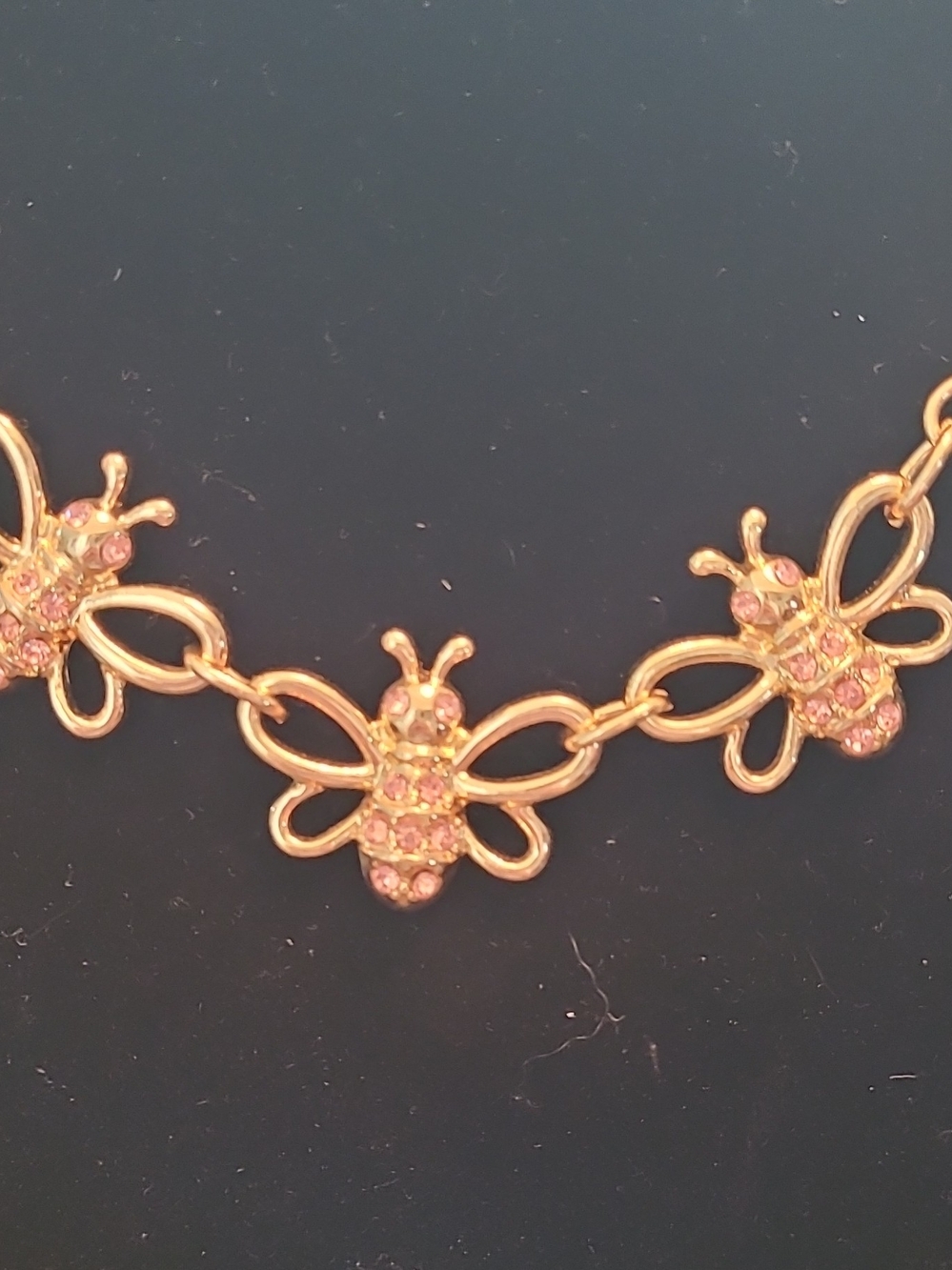 Gold-Tone Pink Bee Trio Necklace - Women Jewelry - Picture 2 of 6